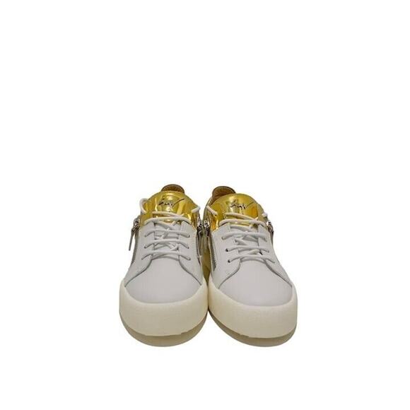 Giuseppe Zanotti White Gold Double Zip Low Top Sneakers - Picture 5 of 7